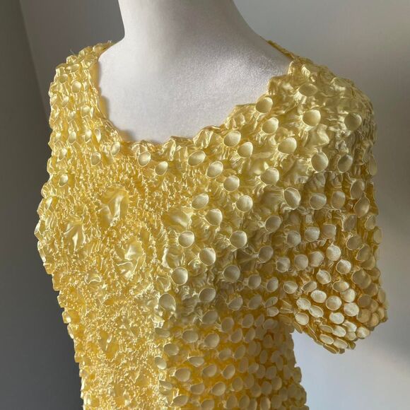 Vintage Y2K Butter Yellow Magic Popcorn Top Shirt Bubble Stretch Clean Girl 90's - Picture 4 of 6